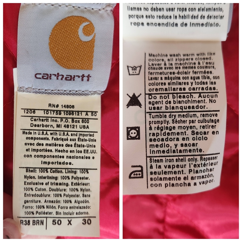 Carhartt Duck Zip-to-waist Biberall Quilt Lined Overall Size 50×30 NWT - Picture 5 of 16